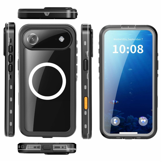 Pouzdro pro iPhone Air, vodotěsné IP68, SHELLBOX MagSafe, černé