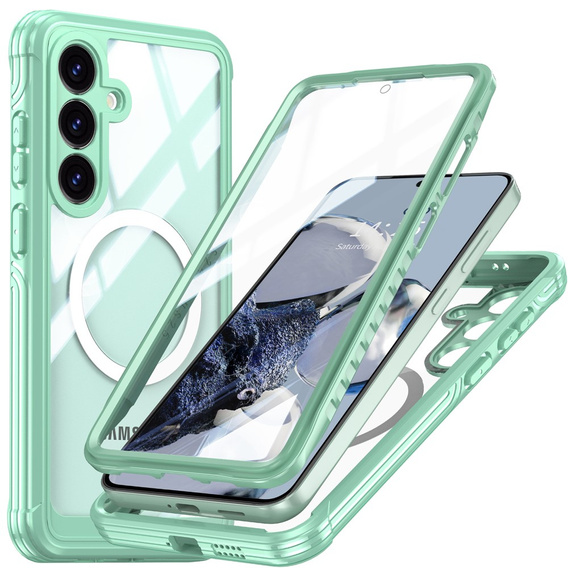 Pouzdro pro Samsung Galaxy S25 FE, Shockproof, se sklem, pro MagSafe, zelené
