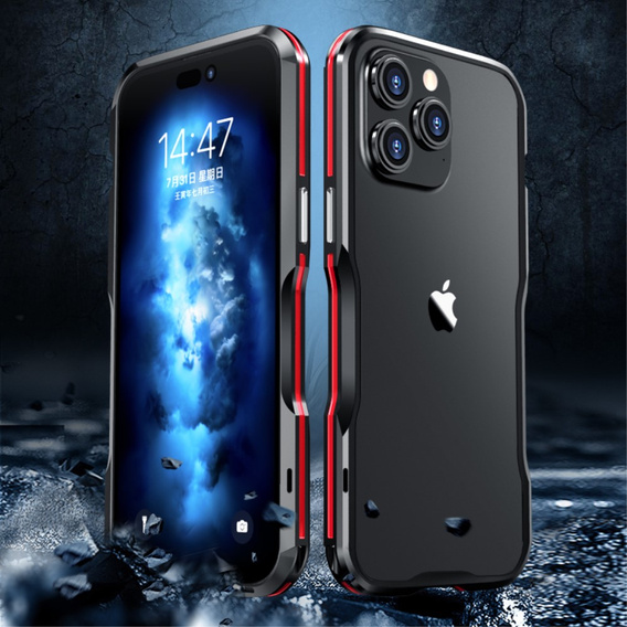 Pouzdro LUPHIE pro iPhone 14 Pro, Armor Bumper, černá / červená