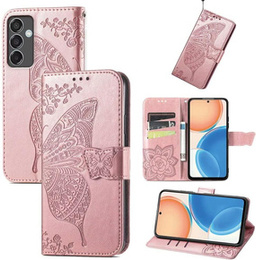 Klopové pouzdro pro Samsung Galaxy M55 5G, Butterfly, růžové rose gold