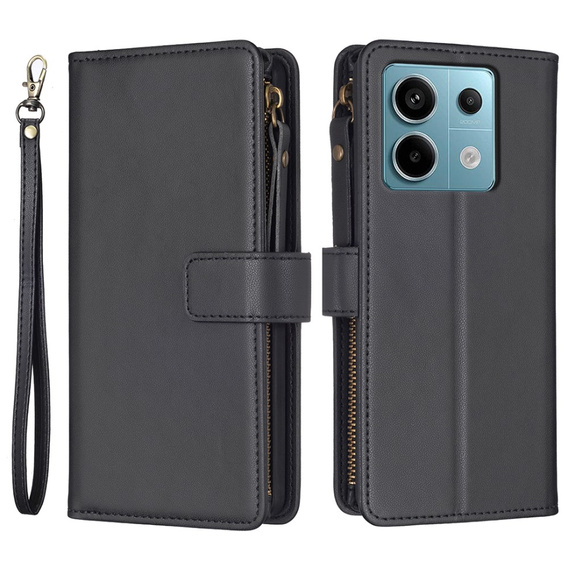 Klopové pouzdro pro Xiaomi Redmi Note 13 Pro 4G / Xiaomi Redmi Note 14S / Xiaomi Poco M6 Pro 4G, Wallet Zipper Pocket, černé