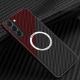 Pouzdro pro Samsung Galaxy S23, Magsafe Slim Carbon, černá / červená