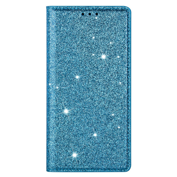 Flipové pouzdro pro iPhone 16E, Card Slot Glittery, modré