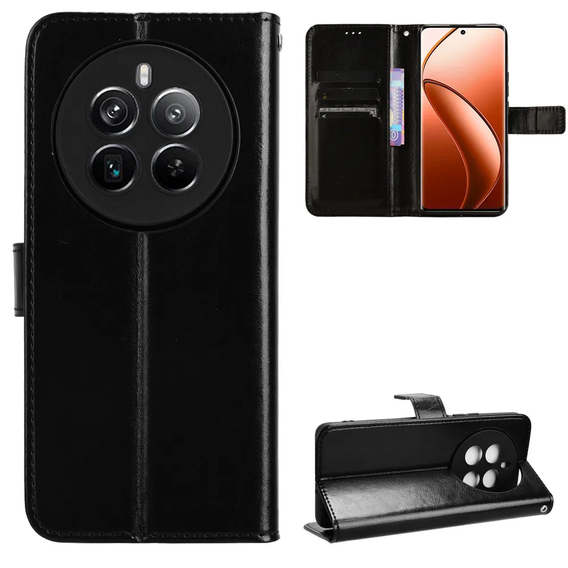 Klopové pouzdro pro Realme 12 Pro 5G / 12 Pro+ 5G, Crazy Horse Wallet, černé