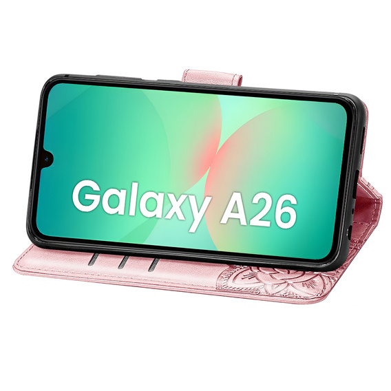 Klopové pouzdro pro Samsung Galaxy A26, Butterfly, růžové rose gold