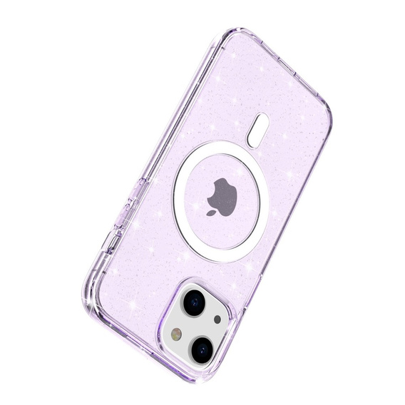 Pouzdro pro iPhone 14, Dropproof MagSafe Glitter, fialové