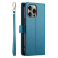 Klopové pouzdro pro iPhone 16 Pro Max, Wallet Zipper Pocket, modré