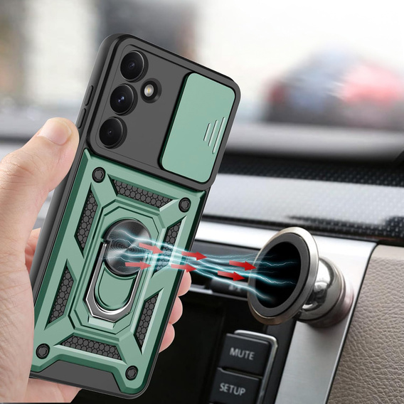 Pancéřové pouzdro pro Samsung Galaxy A36, CamShield Slide, zelené + tvrzené sklo 9H