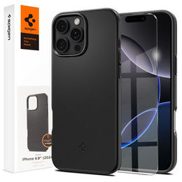 Pouzdro Spigen pro iPhone 16 Pro Max, Thin Fit Mag, černé + 9H tvrzené sklo