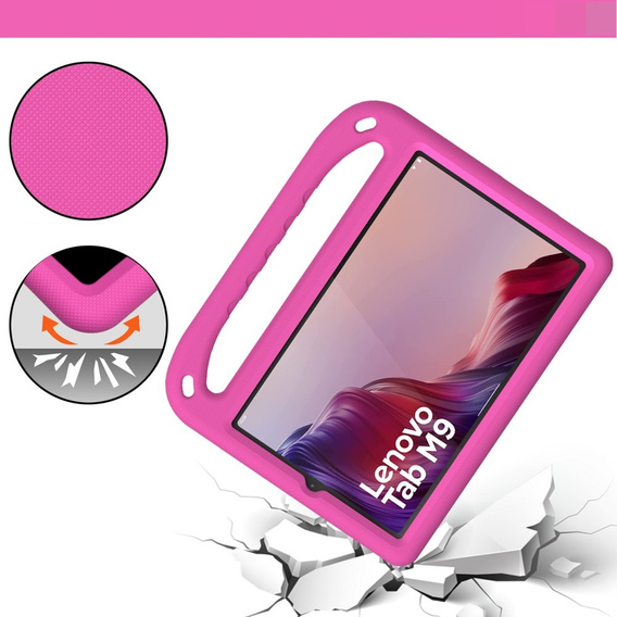 Dětské pouzdro pro Lenovo Tab M9, dětské pouzdro s rukojetí, růžové