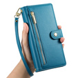 Klopové pouzdro pro Xiaomi 14T Pro, Wallet Zipper Pocket, modré