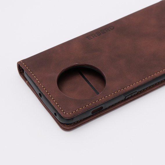 Pouzdro pro OnePlus 11 5G, ERBORD Vintage peněženka s klopou, tmavě hnědá