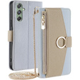 Flipové pouzdro Wallet Zipper Pocket pro Samsung Galaxy M34 5G, Wallet Zipper Pocket, se zrcátkem, modré
