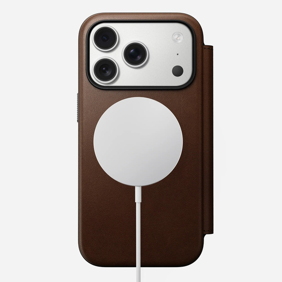 Pouzdro Nomad pro iPhone 17 Pro, Modern Leather Folio, hnědé