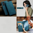 Pouzdro CASEME pro Samsung Galaxy S22 Ultra, Leather Wallet Case, zelené