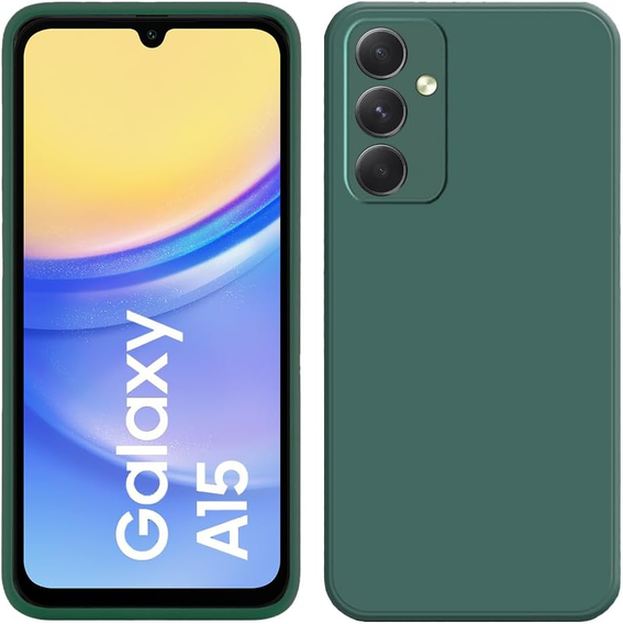 Pouzdro pro Samsung Galaxy A15, Silicone Lite, tmavě zelené + 9H sklo