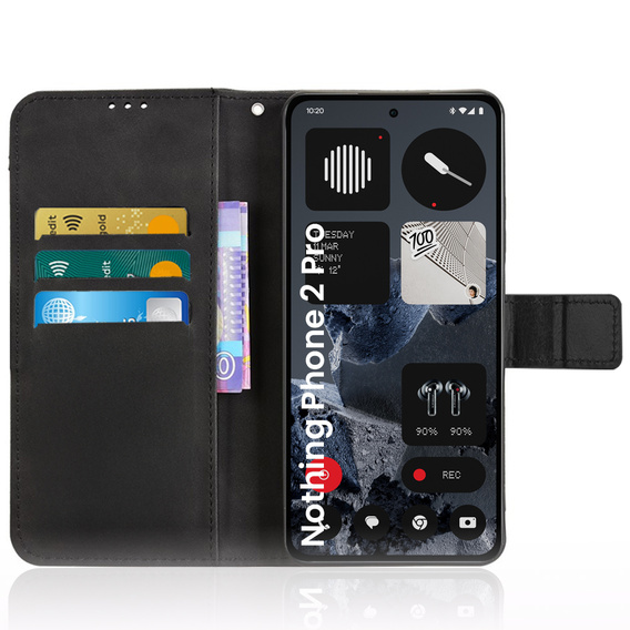 Klopové pouzdro pro CMF Nothing Phone 2 Pro, Crazy Horse Wallet, černé