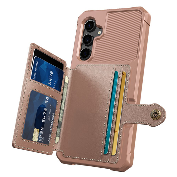 Pouzdro pro Samsung Galaxy S23 FE, Card Holder Kickstand, růžové
