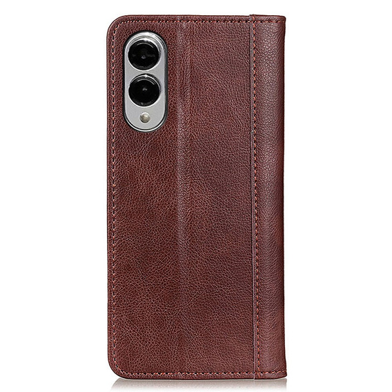 Flipové pouzdro pro Samsung Galaxy S25 Edge, Split Leather, hnědé