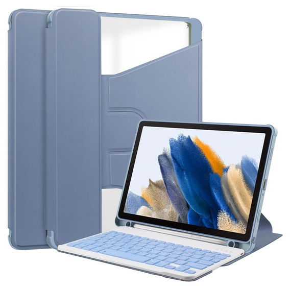 Pouzdro s klávesnicí pro Samsung Galaxy Tab A9+, Rotary 360° Leather, fialové 