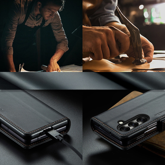 CASEME Litchi Wallet flipové pouzdro pro Samsung Galaxy Z Fold7 5G