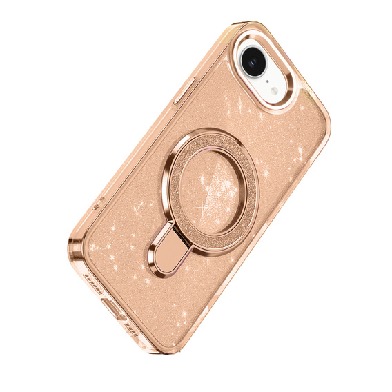 Pouzdro iPhone 16e, Glittery Magnetic Kickstand, růžové rose gold