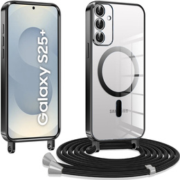Pouzdro pro Samsung Galaxy S25+ Plus, Electro MagSafe, černé + šňůrka na krk