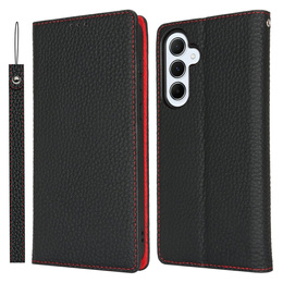 Klopové pouzdro pro Samsung Galaxy S25, Litchi Skin Grain, černé