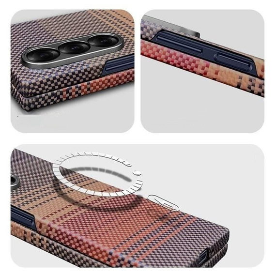 Pouzdro pro Samsung Galaxy Z Fold6 5G - magnetické aramidové vlákno, oranžové