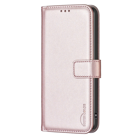 Klopové pouzdro pro Samsung Galaxy S23 FE, BINFEN Wallet, růžové rose gold  + 9H sklo 