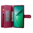 Klopové pouzdro pro Oppo Reno 13F 5G, Wallet Zipper Pocket, červené