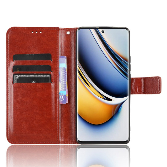 Klopové pouzdro pro Realme 11 Pro 5G / Pro+ 5G, Crazy Horse Wallet, hnědé