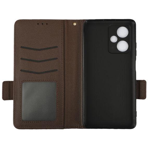 Klopové pouzdro pro Xiaomi Redmi Note 12 5G / POCO X5 5G, Wallet Litchi Magnet, hnědé