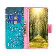 Klopové pouzdro pro Samsung Galaxy M34, Wallet, Sakura, modré