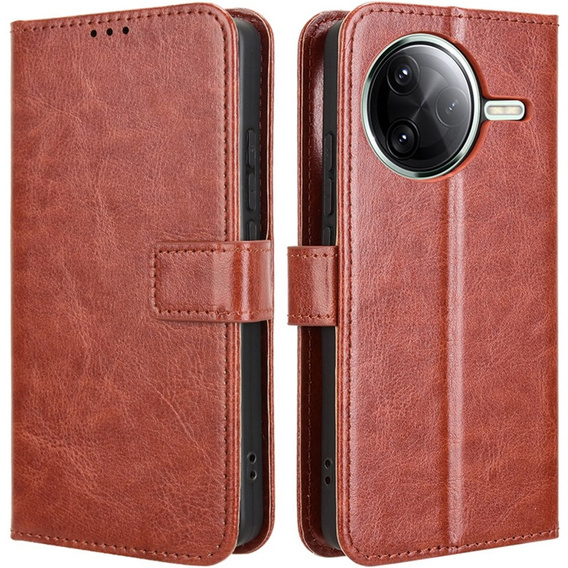 Klopové pouzdro pro Xiaomi Poco F7 Pro, Crazy Horse Wallet, hnědé