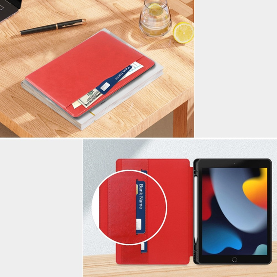 Pouzdro pro iPad 10.2 2021 / 2020 / 2019, Business Card and Pen Slot, červené