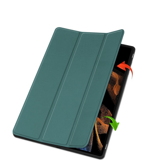 Pouzdro pro Samsung Galaxy Tab S10 Ultra, Smartcase s prostorem pro stylus, zelené