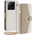 Flipové pouzdro Wallet Zipper Pocket pro Xiaomi 13T / 13T Pro / Redmi K60 Ultra, Wallet Zipper Pocket, se zrcátkem, bílé