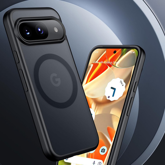 Pouzdro pro Google Pixel 9, pro MagSafe, ERBORD Matt Case, černý + sklo na displej