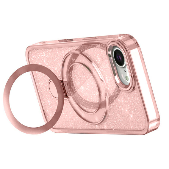 Pouzdro iPhone 16e, Glittery Magnetic Kickstand, růžové