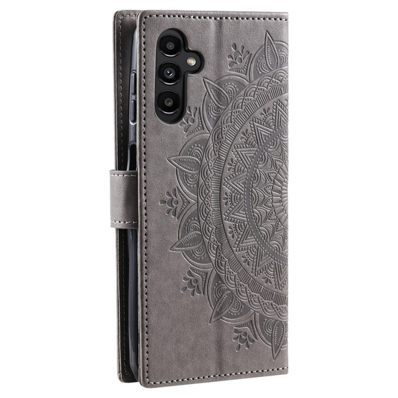 Klopové pouzdro pro Samsung Galaxy A15, Mandala Flower, modré + 9H sklo