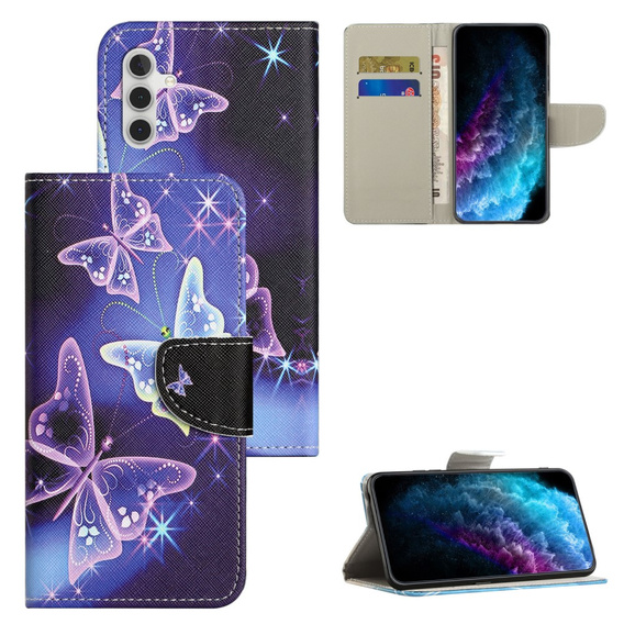 Klopové pouzdro pro Samsung Galaxy M15 5G, Wallet, Sparkling Butterflies