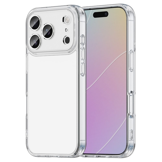 Silikonové pouzdro pro iPhone 17 Pro Max, s tvrdou zadní stranou, průhledné