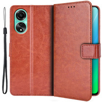 Klopové pouzdro pro Oppo A98 5G, Crazy Horse Wallet, hnědé