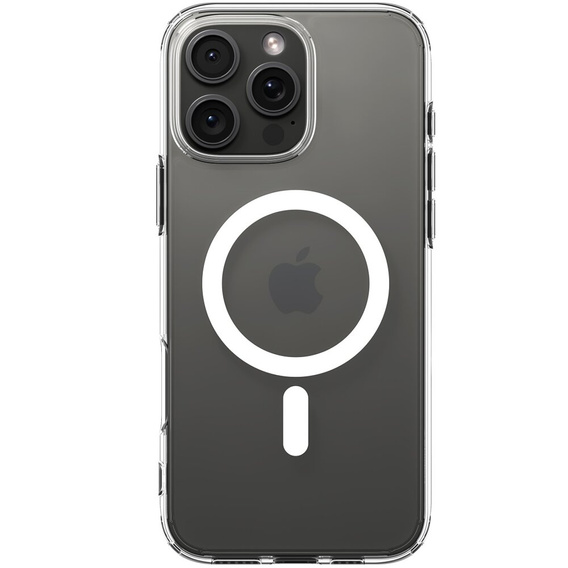 Pouzdro MagSafe Spigen pro iPhone 16 Pro Max, Ultra Hybrid, transparentní / bílé + 9H tvrzené sklo