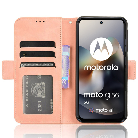 Klopové pouzdro pro Motorola Moto G56 5G, Card Slot, růžové