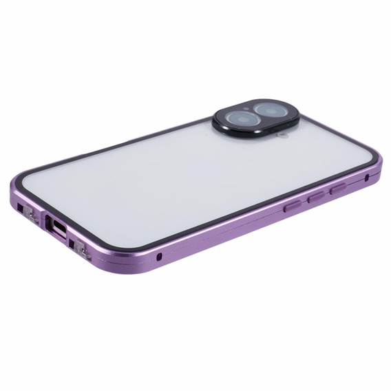 Pouzdro pro iPhone 16, Magnetic Dual Glass, fialové