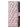 Pouzdro s klopou pro Samsung Galaxy A55 5G, Rhombus Crossbody Leather, růžové rose gold