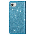 Flipové pouzdro pro iPhone 16E, Card Slot Glittery, modré