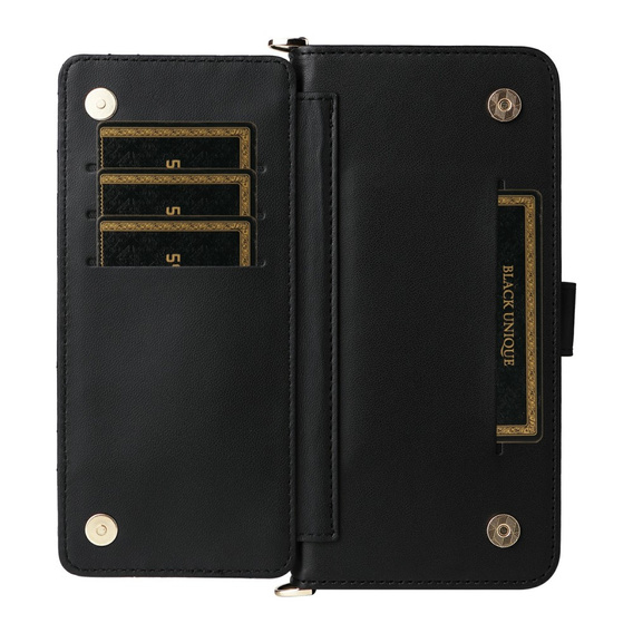 Flipové pouzdro pro Xiaomi Redmi A5, Crossbody Leather Wallet, černé